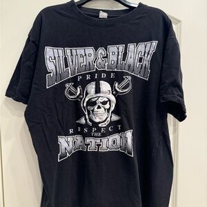 Vintage Oakland Raiders Silver and Black Pride One Nation T-Shirt 2XL